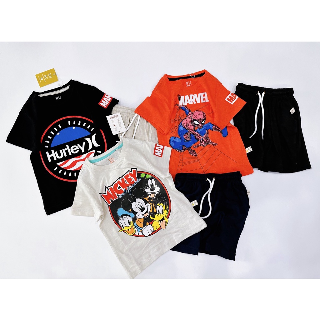 Bộ quần áo hoạt hình ngắn tay RU cho bé trai