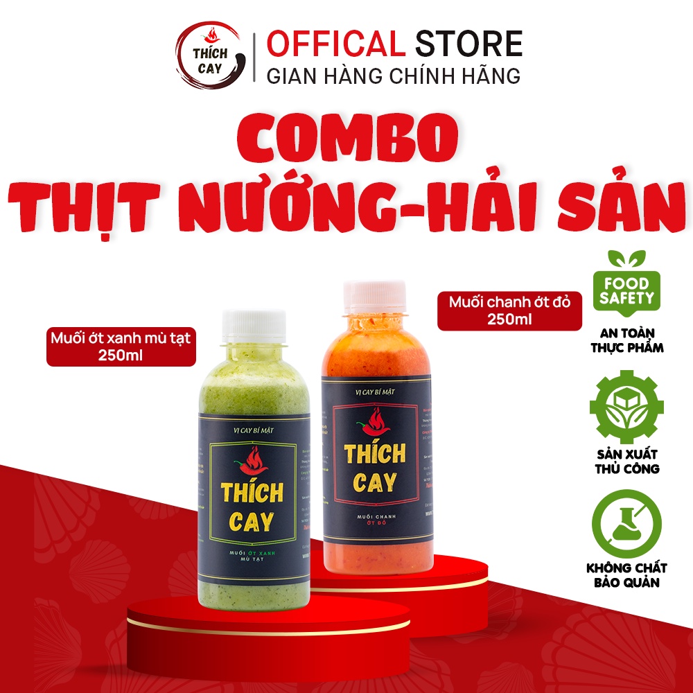 Combo Thịt nướng & Hải sản - Muối ớt đỏ, Muối ớt xanh mù tạt 250ml CB-TN662208
