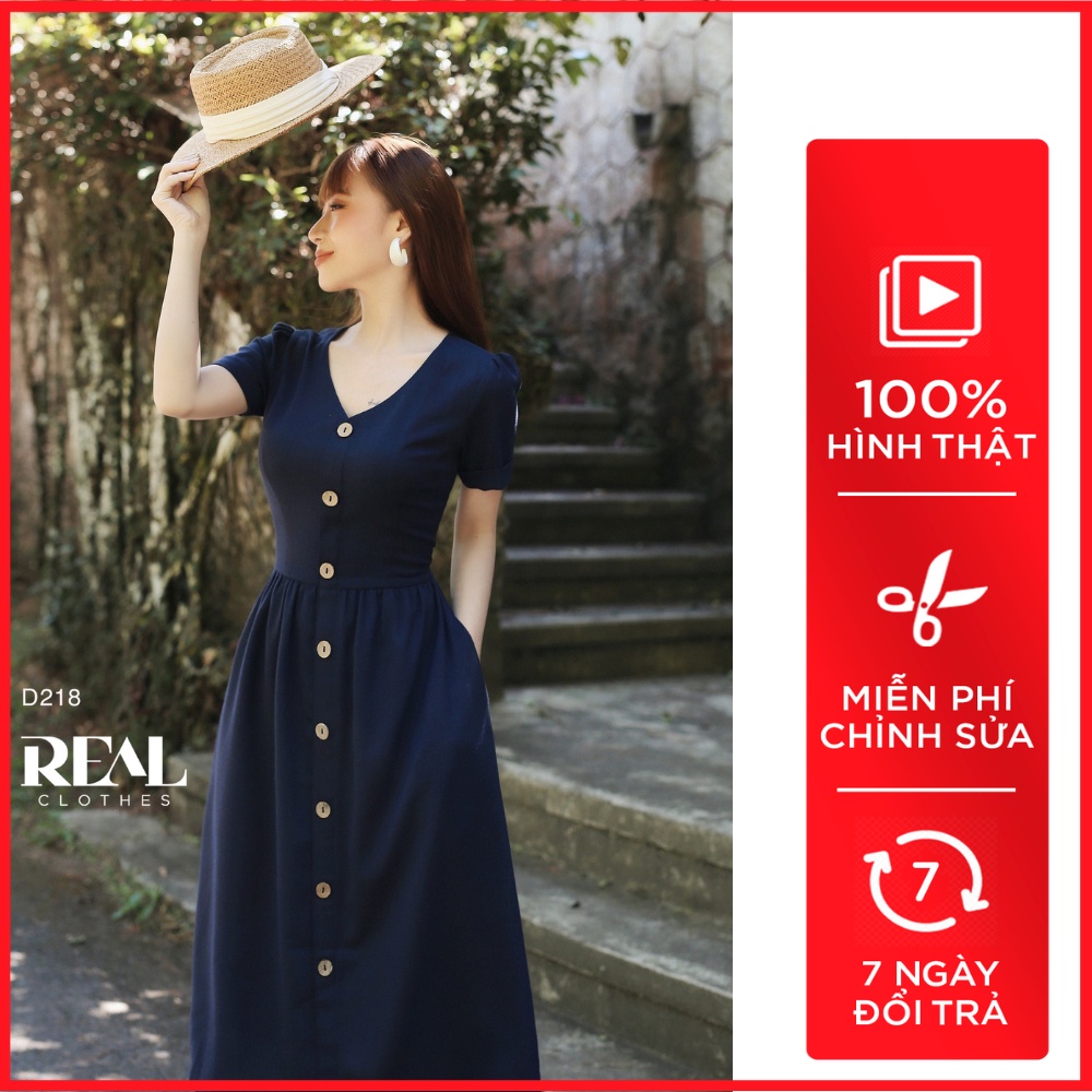 Đầm công sở paris xanh đen_REAL