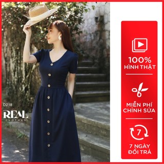 Đầm công sở paris xanh đen_REAL