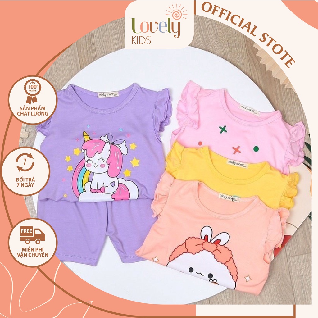 Set Đồ Bộ Hè Chất Thun Lạnh Ngắn Tay Cho Bé Gái CÁNH TIÊN