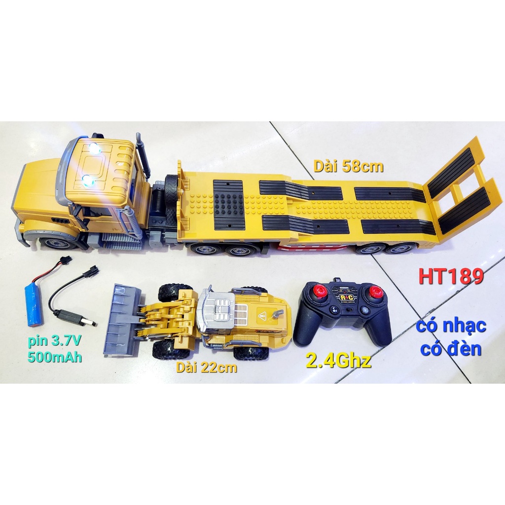 HT189 DÀI 58CM HỘP XE CÔNG TRÌNH CONTAINER ĐIỀU KHIỂN 7 ĐỘNG TÁC, CÓ SẠC, TL 1:24 Transporttruck