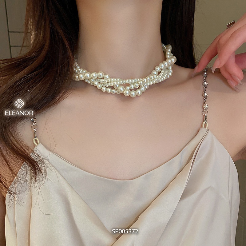 Dây chuyền choker nữ ngọc trai nhân tạo Eleanor Accessories dạng chuỗi đan nhau phụ kiện trang sức sang trọng 5372