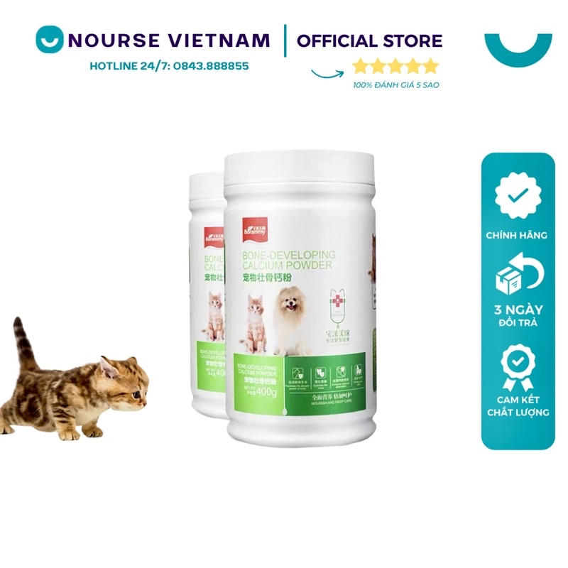 Bột canxi cho chó Borammy Canxi cho mèo giúp phát triển răng và xương ngừa hạ bàn BM18