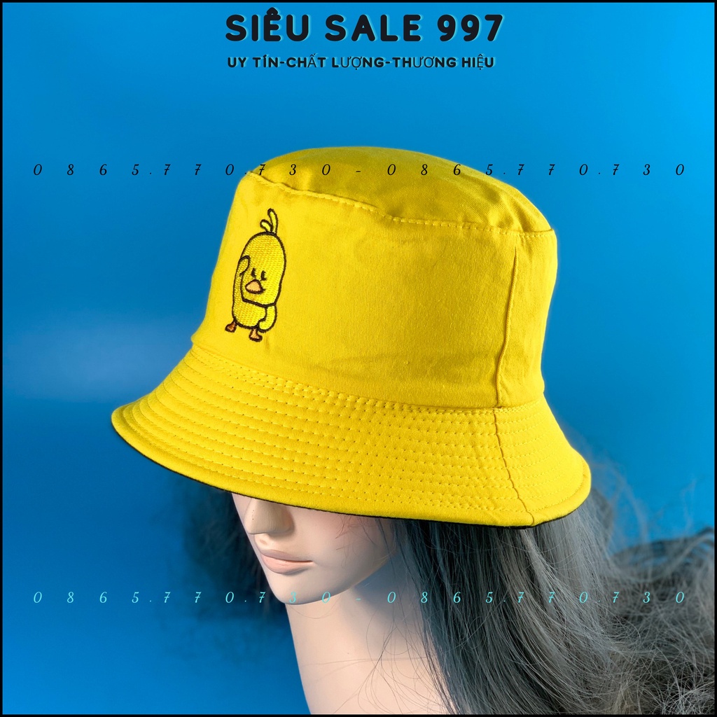 MŨ BUCKET ĐỘI 2 MẶT THÊU CHÚ VỊT SIÊU DỂ THƯƠNG UNISEX THỜI TRANG NAM NỮ