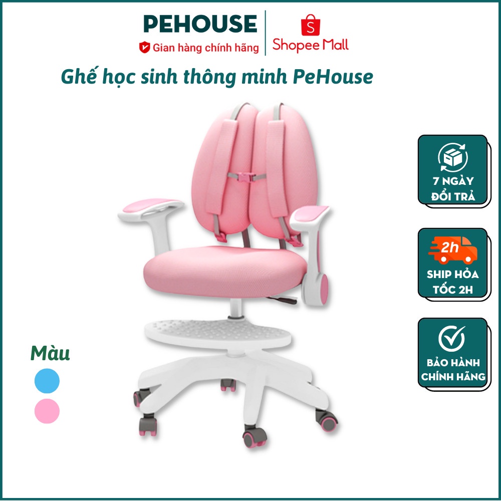 Ghế chống gù PeHouse không bị mỏi lưng, quai đeo chống gù, kệ để chân, chân ghế bánh xe, tùy chỉnh độ cao ghế - BHS259