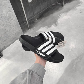 Dép Quai Ngang Chính Hãng Adidas Adilette Shower Slides Sọc Đen Trắng Shop Xám Store