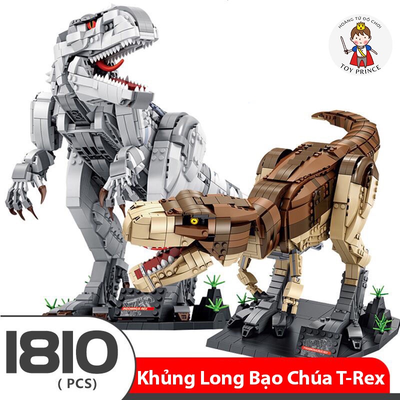 ĐỒ CHƠI LẮP RÁP KIỂU LEGO MÔ HÌNH KHỦNG LONG BẠO CHÚA T-REX TYRANNOSAURUS CHÚA TỂ RỪNG XANH 611001/611002