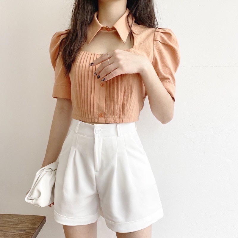 Quần short đùi nữ gập gấu chất tuyết mưa mặc phong cách cho mùa hè | BigBuy360 - bigbuy360.vn