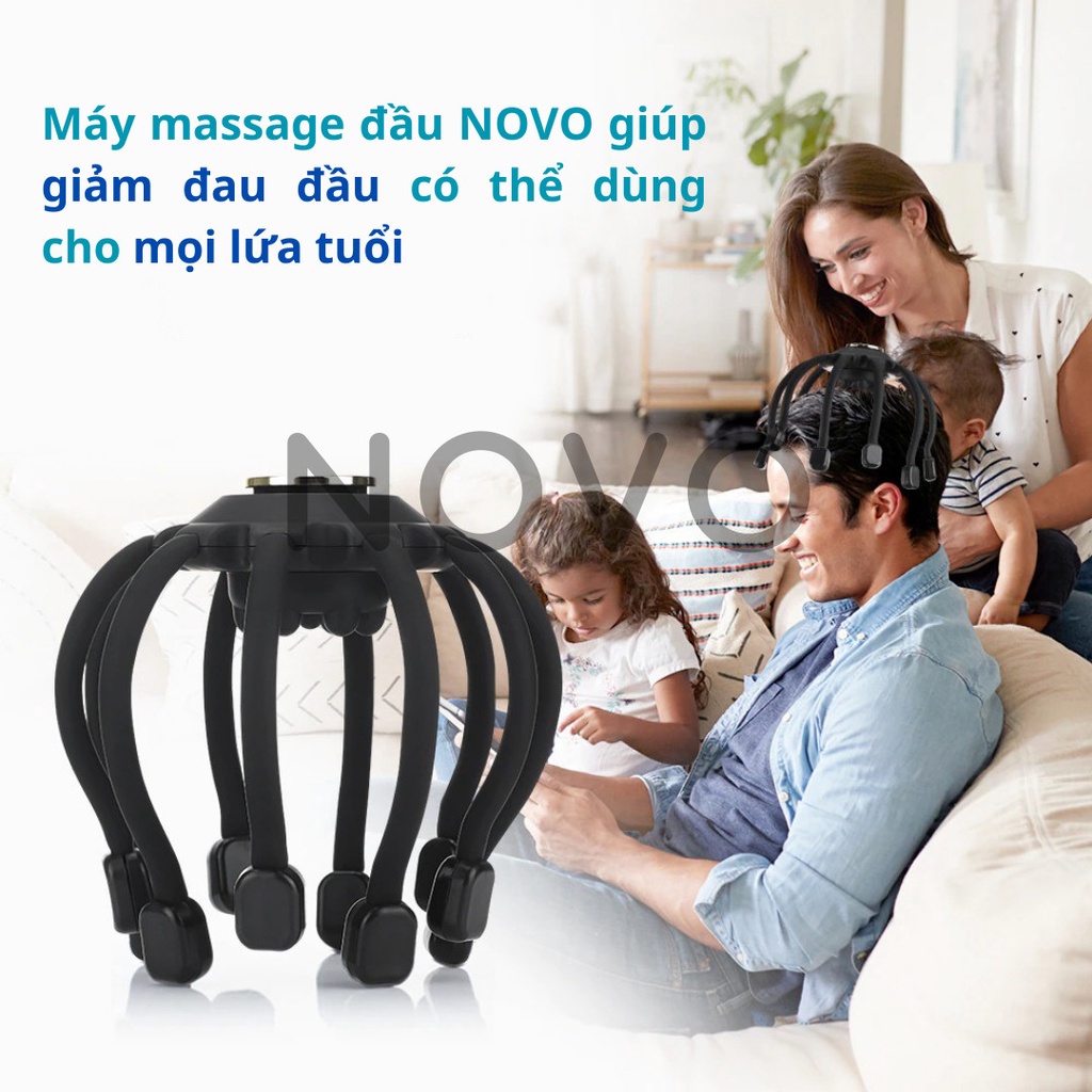 Máy Massage Đầu NOVO - Máy Mát Xa Đầu Có Nhạc Bluetooth Rung Giúp Thư Giãn & Giảm Stress Cải Thiện Giấc Ngủ