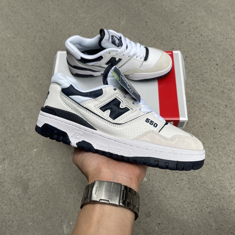 Giày Thể Thao Newbalance 550 xanh navy trắng nam nữ