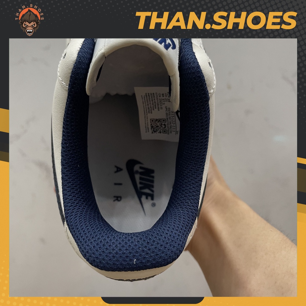 Giày Air Force 1 Low 07 Cream White Navy Skate, AF1 Trắng Móc Xanh Đế Xanh - Than.Shoes