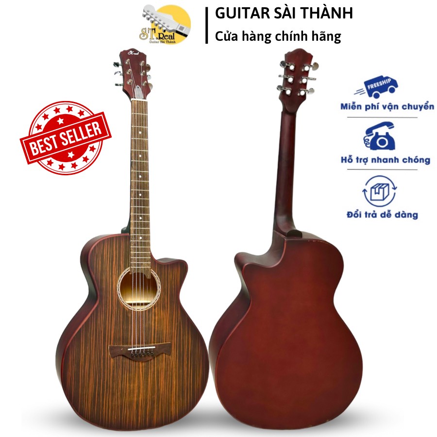 Đàn Guitar Acoustic ST.Real Guitar Sài Thành Mã ST-X1 Pro Chất Liệu Top Ebony