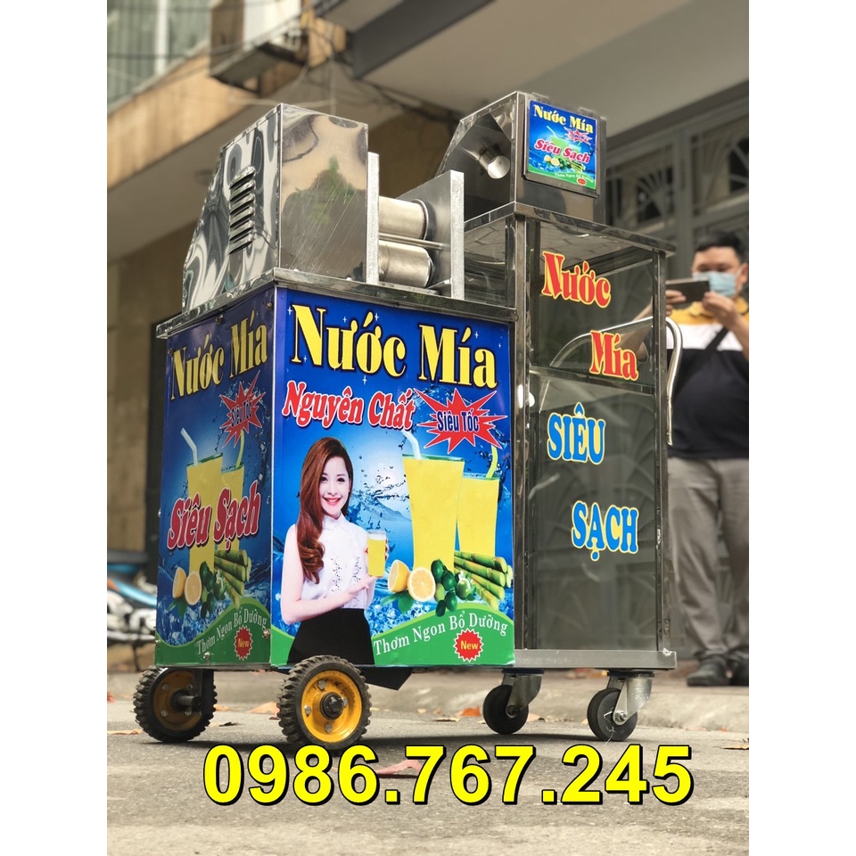 Máy ép nước mía chạy điện dân dụng, moto 1500W, 3 lô quả nhám , ép siêu sạch