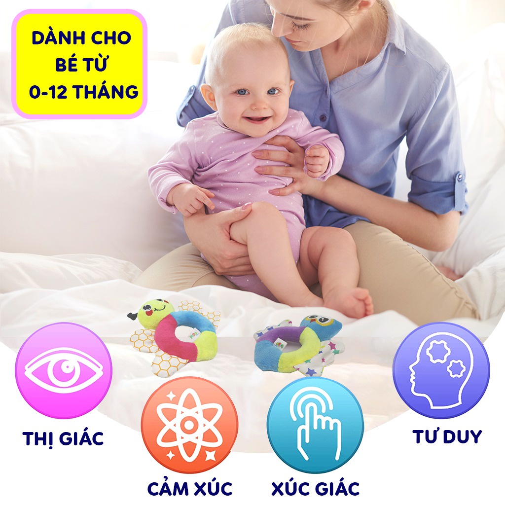 Xúc xắc Lục Lạc Vải Cầm Tay Treo Nôi Kích Thích Đa Giác Quan Cho Bé