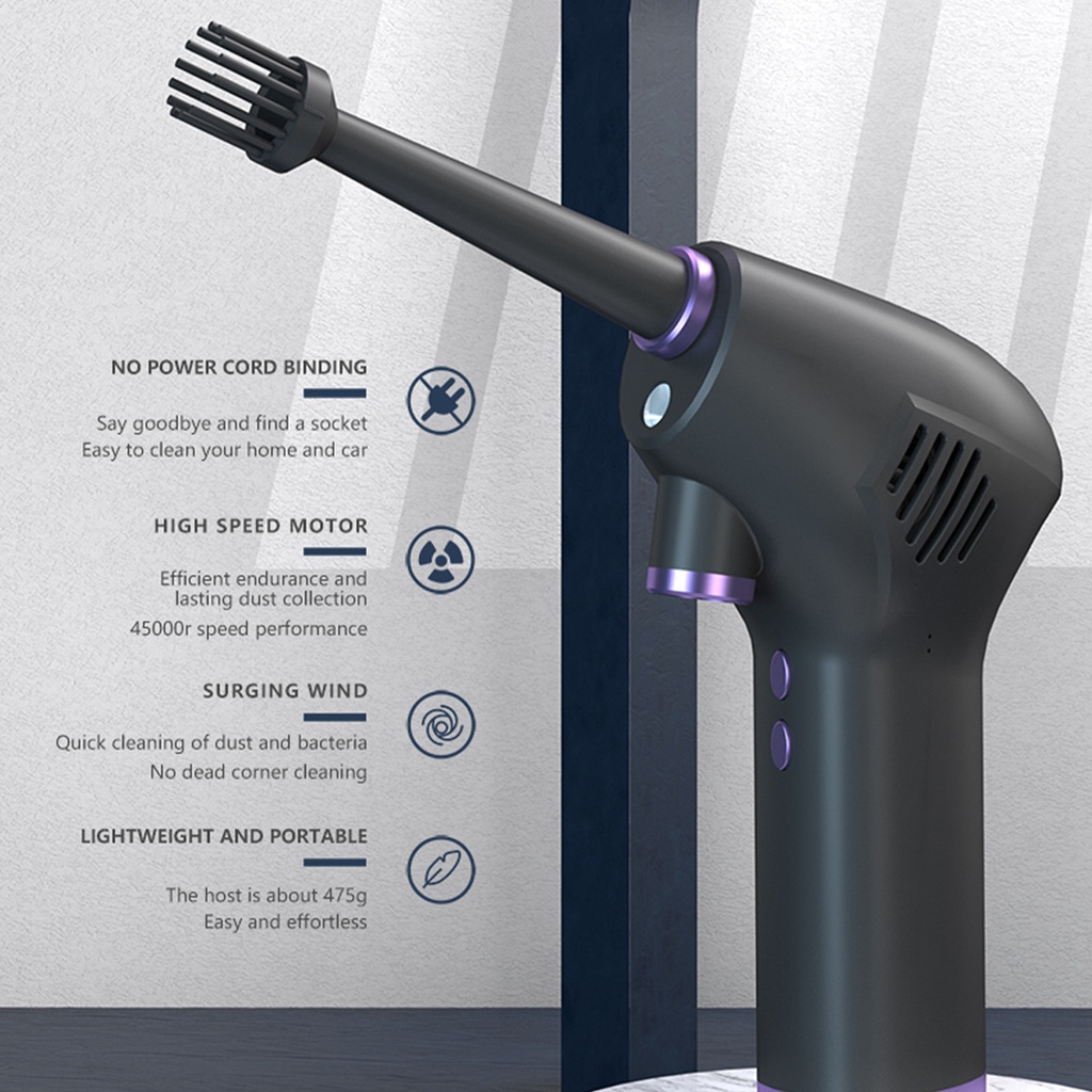 Electric Air Duster 45000RPM Powerful Dust Blower Keyboard Cleaner Rechargeable Portable