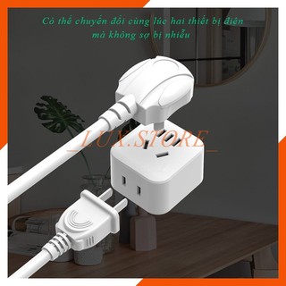 Phích cắm chuyển đổi 3 chân dẹt chuẩn eu sang 2 chân tròn chuẩn vn chính hãng cao cấp