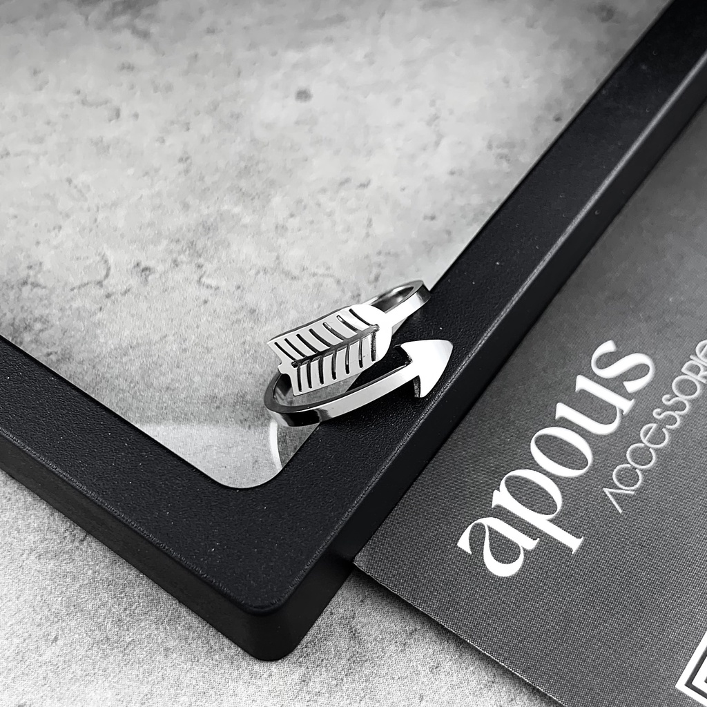 Nhẫn nam nữ Sấm Sét Mũi Tên Thánh Giá Freesize N048 - Thép Titan - Phụ kiện trang sức Unisex Apous