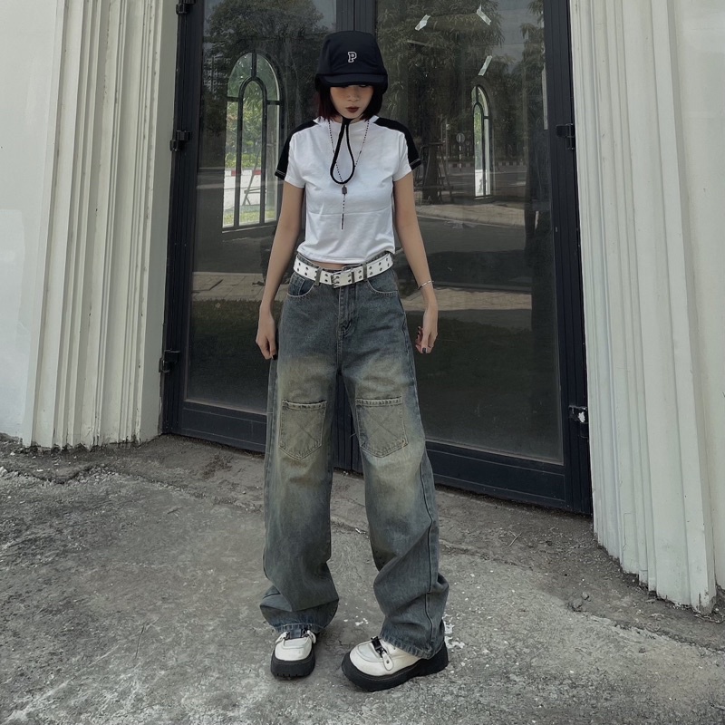 Quần jeans 6 TÚI VUÔNG CHÉO màu siêu lạ, form cho cả nam và nữ