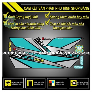 TEM RỜI DIO SR PHỐI XANH NGỌC DÁN XE ĐEN