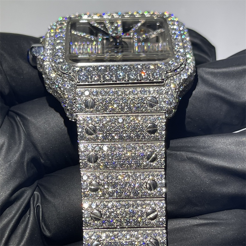 Moissanite factory Iced Out vvs Watch Wrist Date Watch Hip hop Mechanical moissanite watch diamond