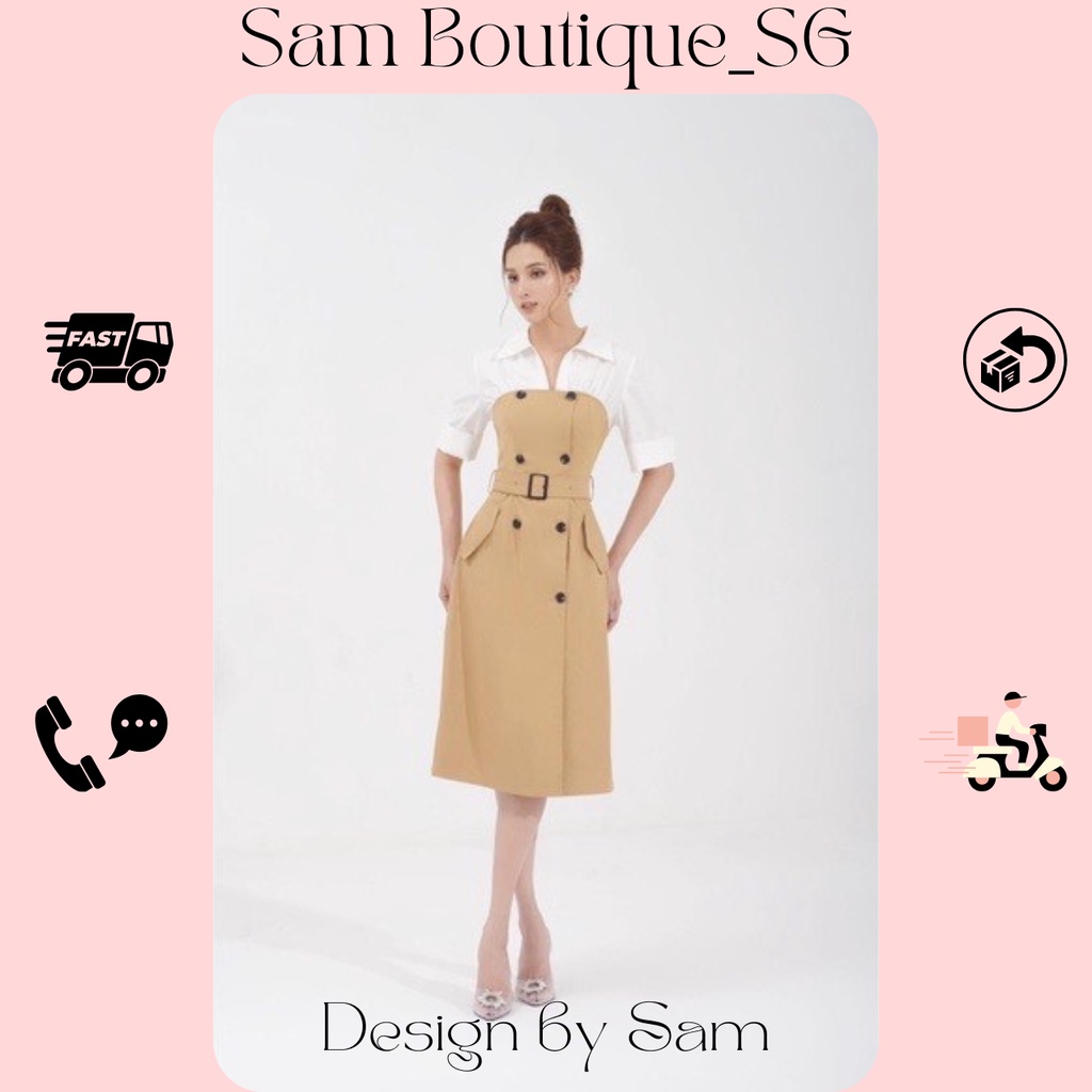 Đầm Công Sở Phối Nút CS02
