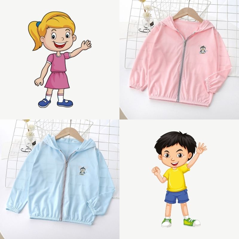 Áo khoác chống nắng cho bé Bosskids vải thun kim cương chống tia UV thông hơi tốt - AKCN10323