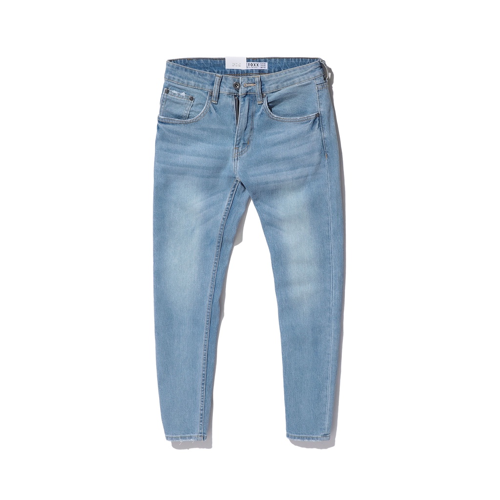 Quần jean nam, quần bò nam cao cấp slimfit DEFOXX màu xanh wash 230324