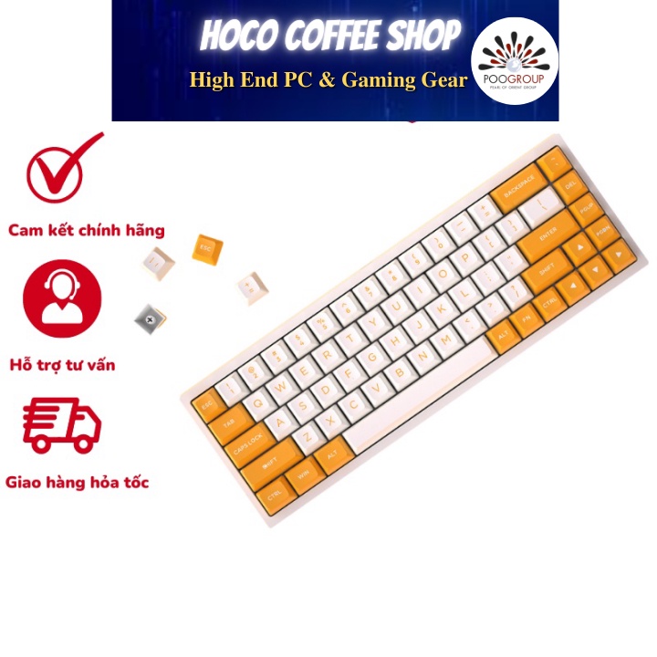 Bàn Phím Cơ FL-Esports FL680SAM Banana Yellow And White RGB-Hot Swap chế độ kết nối: USB / 2.4 / Bluetooth pin 2000mAh