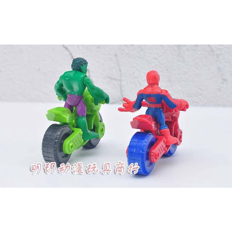 Set 2 Mô Hình Mô Phỏng Người Nhện / Người Lái Xe Máy / Hulk Cho Bé