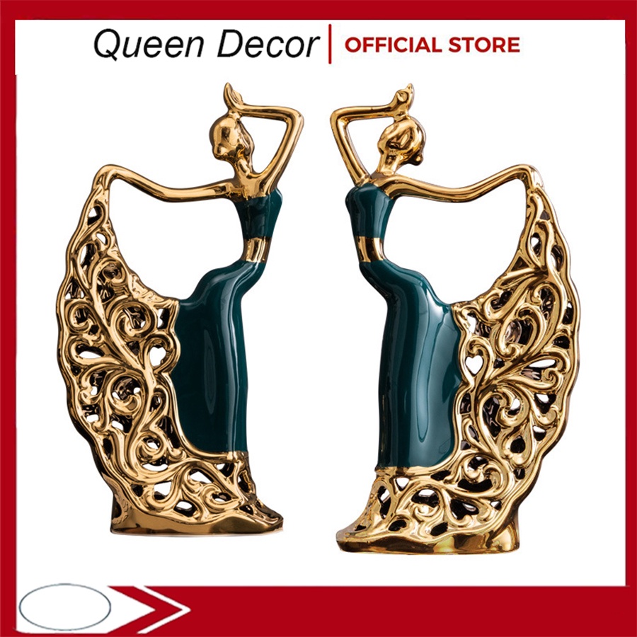 TƯỢNG VŨ CÔNG BỘ ĐÔI CÔ GÁI NHẢY MÚA KHIÊU VŨ VŨ ĐIỆU DECOR CHO PHÒNG KHÁCH SANG TRỌNG