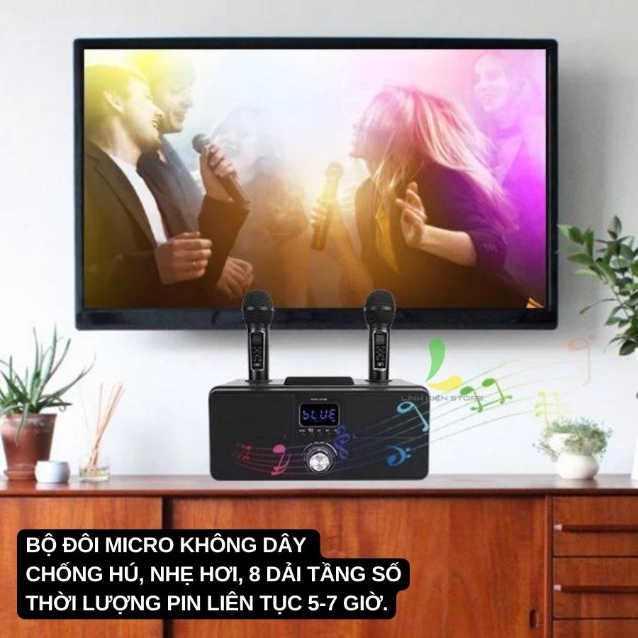 Loa Bluetooth Karaoke HOSAN SD309 làm từ nhựa ABS kèm micro không dây xịn hát karaoke liên tục 5 giờ