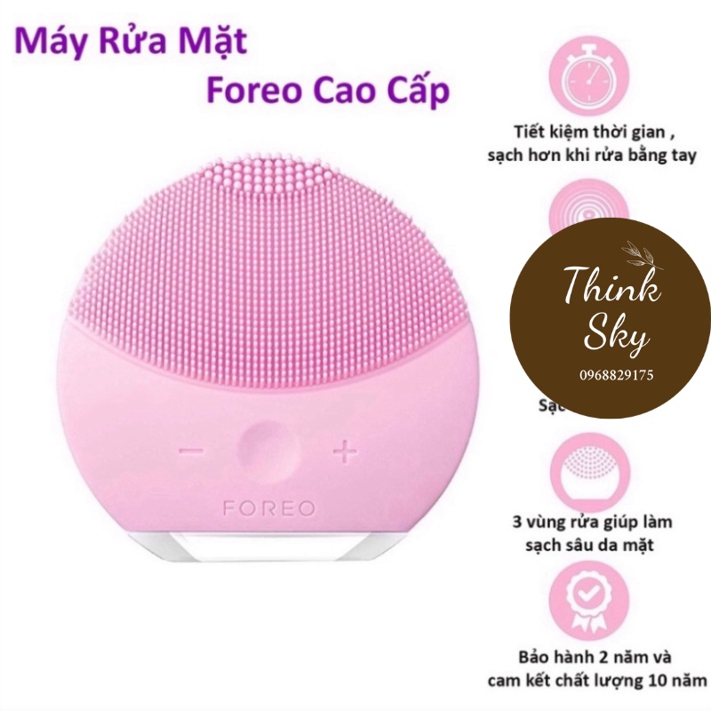 Máy rửa mặt Foreo Luna Mini 2 thời thượng Rung Sóng T-Sonic, Máy tắm Massage Đầu Silicon ThinkSky