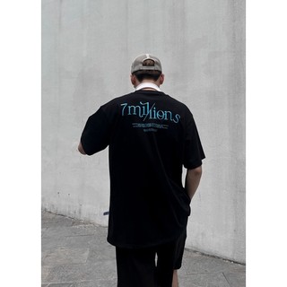 Áo Thun Cổ Tròn Embroided Vải Cotton 2 Chiều Unisex Oversized 7MILLIONS (Đen)