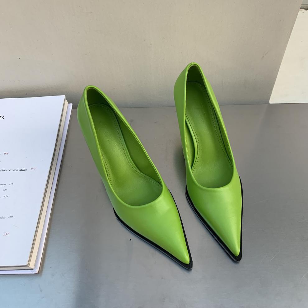 HÀNG MỚI VỀ -Giày cao gót cá tính Âu Mỹ-GIÀY CÓ VIỀN ĐEN GIỐNG ẢNH -8cm-THAO CLOVER