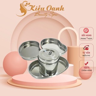 Dụng cụ spa, dụng cụ y tế: bát inox, khay inox, khay hạt đậu, hộp có nắp bộ khay hũ hạt đậu vàng chuyên dùng trong spa