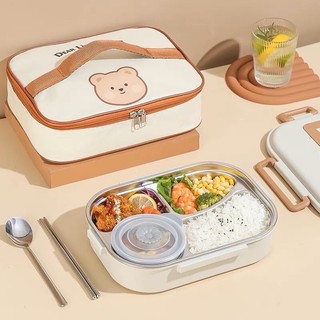 Hộp cơm giữ nhiệt Dear Bear, Hộp đựng cơm văn phòng, Hộp cơm trưa cao cấp chất liệu Inox 304