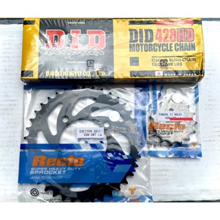 (Ex135 - Thông số zin) Trọn bộ nhông dĩa Recto chính hãng ThaiLand và sên DID 10ly 428HD của Nhật cho xe Exciter 135