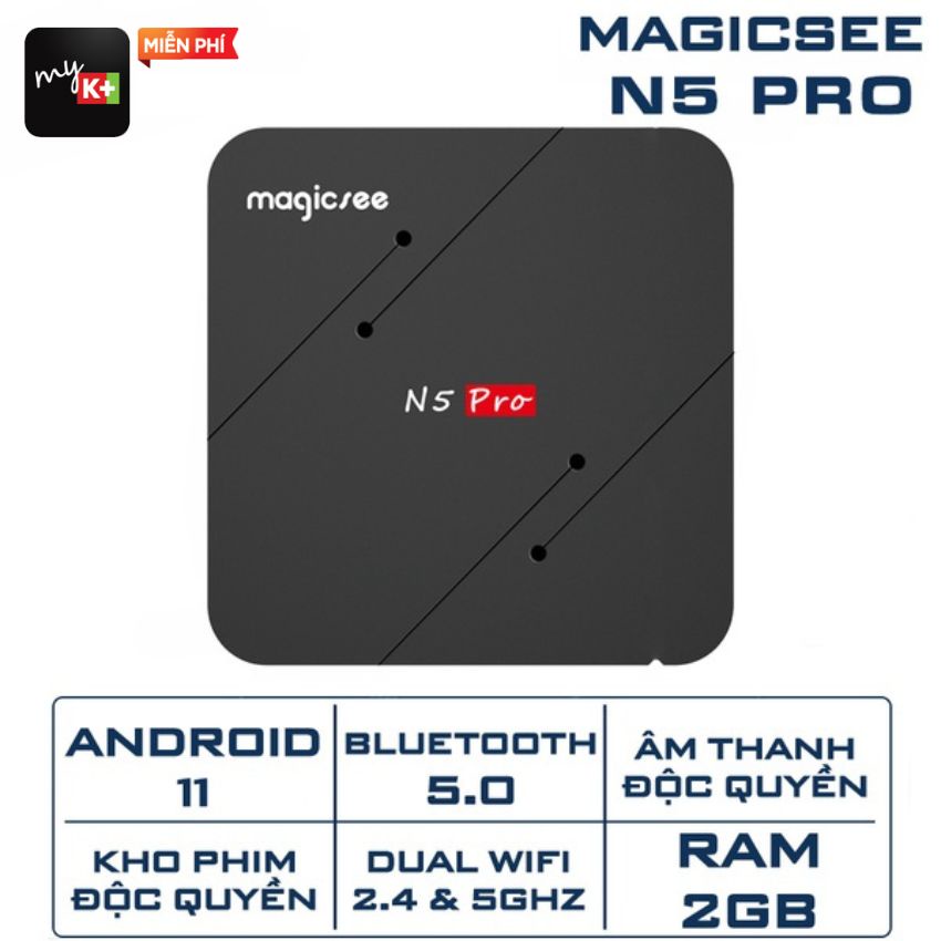 Android Tivi Box Magicsee N5 Pro - Ram 2GB, Rom 16GB, Amlogic S905W2 - Android 11 - Xem phim 4k