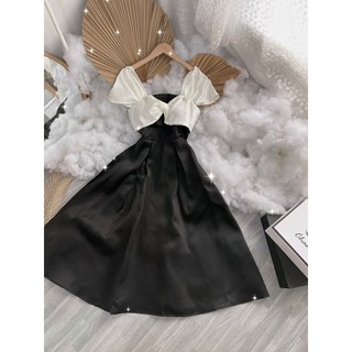 ❤️❤️❤️❤️❤️ ĐẦM MIDI PHI ĐEN PHỐI TRẮNG NƠ NGỰC