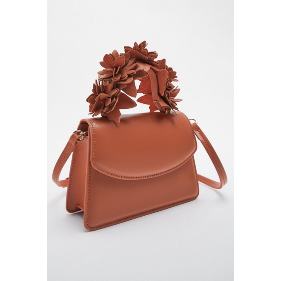 ZARA Đức - Túi xách auth new tag cao cấp chính hãng có sẵn sale mini đeo chéo tím cam đen quai hoa 6078/010