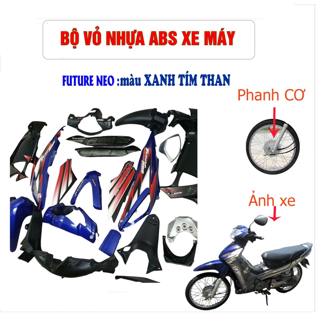 Dàn áo xe Future Neo PHANH CƠ màu Xanh Tím , nhựa ABS nguyên sinh với