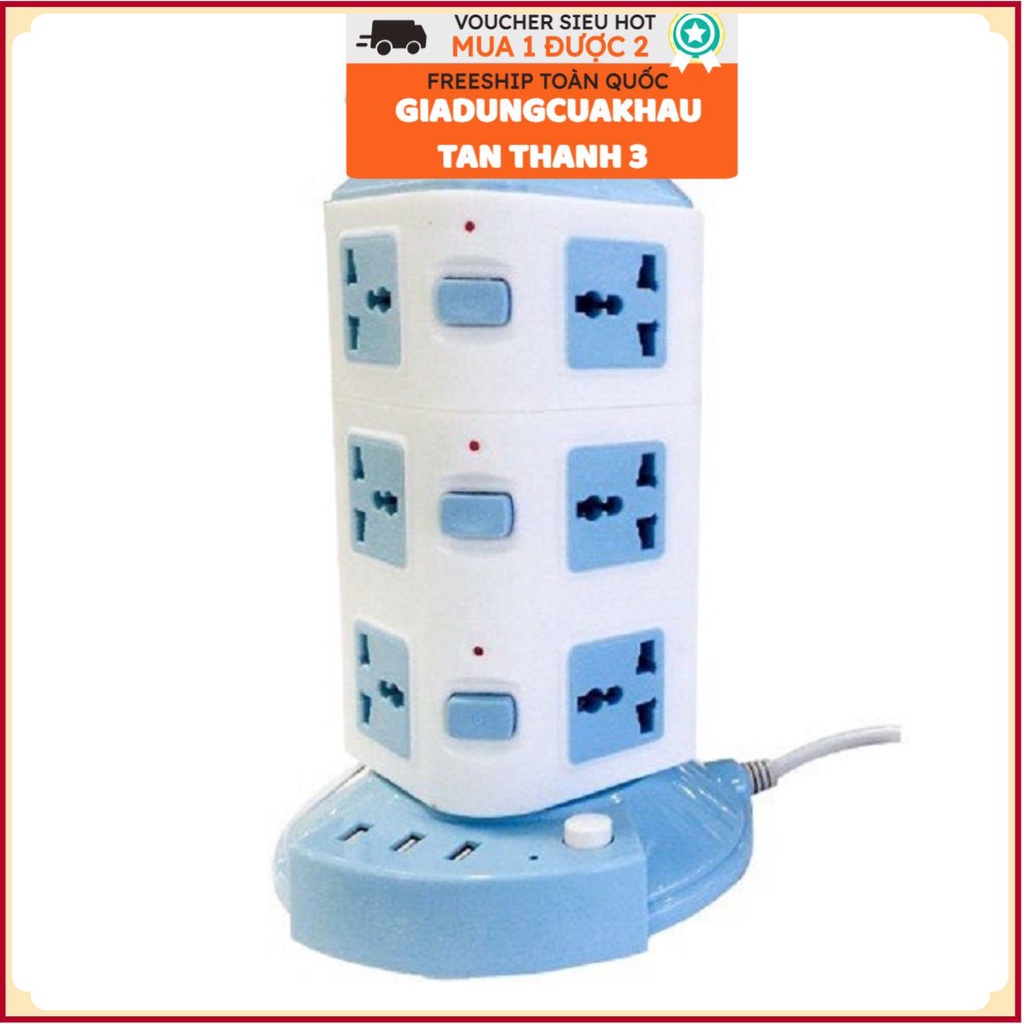 Ổ Cắm Điện 2 Tầng, 3 Tầng, 4 Tầng, 5 Tầng 3 Chấu Đa Năng, Ổ điện thông minh 2m có cổng sạc USB chính hãng