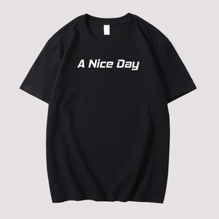Áo Thun Nữ 100% Cotton Màu Đen In Chữ A NICE DAY