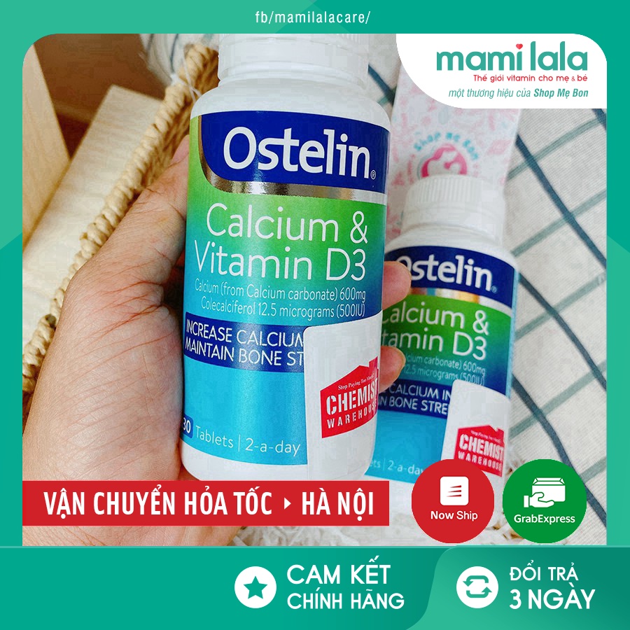 [ĐÃ CÓ] Calcium & Vitamin D3, Canxi bầu úc Ostelin, Canxi sau sinh 130 viên - Úc