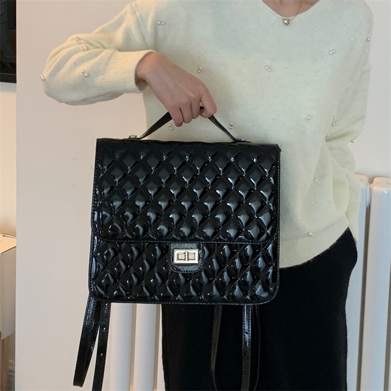 Mischa Ba Lô Da PU Hình Vuông Màu Trơn Phong Cách Phương Tây Dễ Phối Đồ