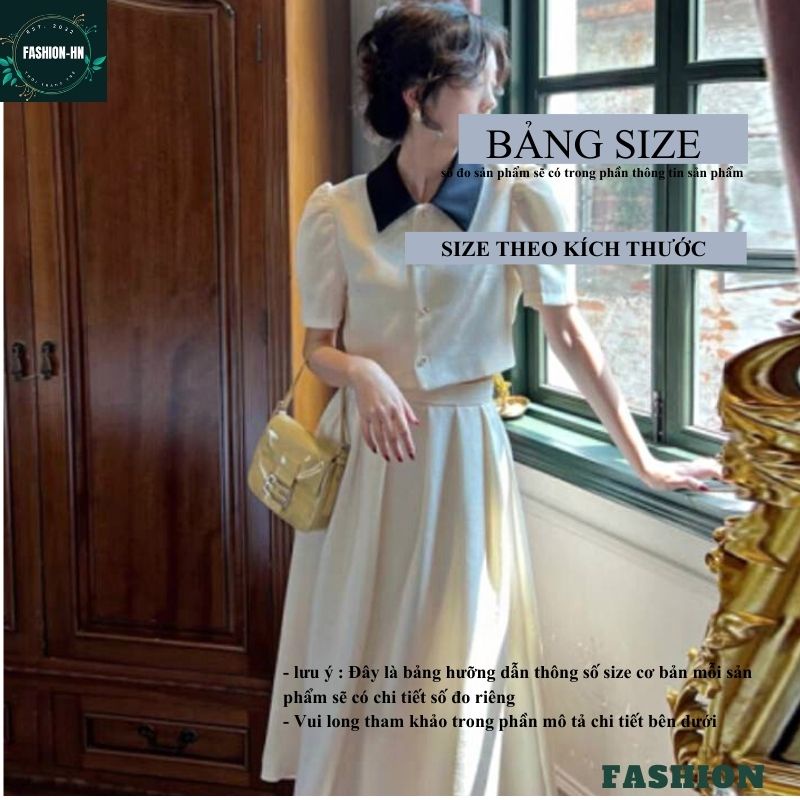 Sét váy nữ trắng xòe dáng dài và áo cộc tay bồng tiểu thư - Bộ chân váy sang chảnh ulzang - FASHION V86