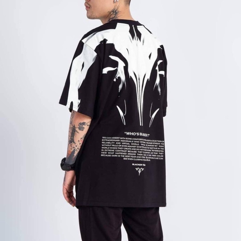 Áo Phông Who Black Cotton Dày Dặn. Áo Sừng Who Black Form Rộng Unisex Oversize
