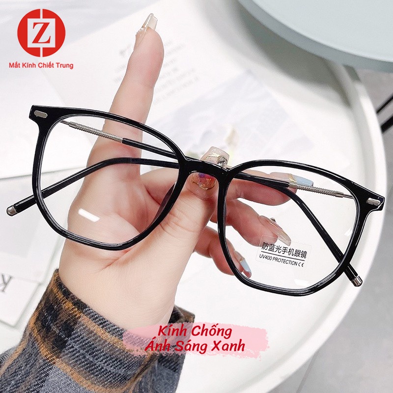 Gọng Kính cận Nhiều màu kẹo ngọt siêu xinh, Kính 0 độ form trơn đa giác gọng lớn, bản mỏng mã H2982