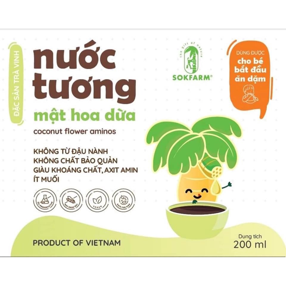 Nước tương mật hoa dừa cho Bé 200ml Sokfarm - Xanhsam Organic